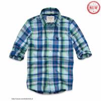 heren abercrombie fitch plaid lang overhemd moose logo lichtblauw groen diepblauw Kleren Bestellen k9fpx323